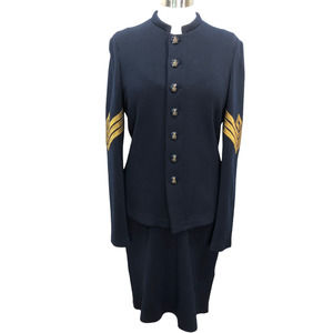 Ralph Lauren Purple Label Womens Sz 12 L Military Style Jacket & Dress Set Navy